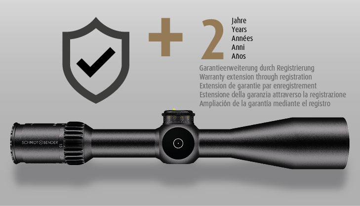 Riflescope with protective cover and 2-year warranty
